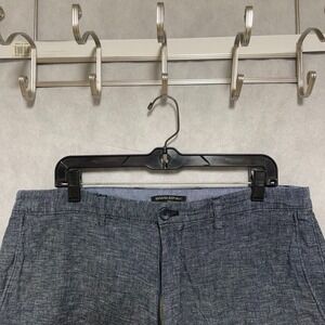 Banana Republic Shorts Men 36 Gray Blue Linen Cotton Heathered Chino Golf Casual